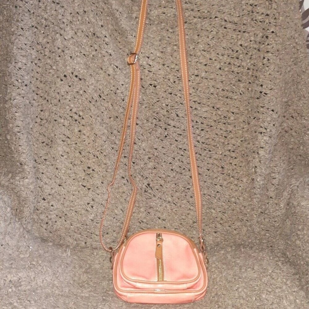 VALENTINA-Italy-Genuine Patent Leather Crossbody Handbag-Coral/Orange-Near Mint